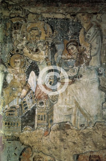 The Annunciation (Fresco in Santa Maria Antiqua), 565-578. Artist: Byzantine Master  