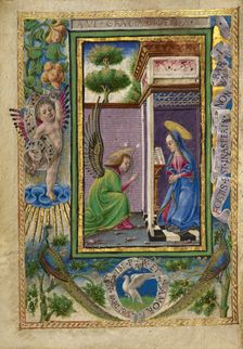 The Annunciation; Gualenghi-d'Este Hours, about 1469. Creator: Taddeo Crivelli