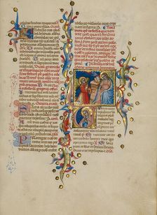 The Annunciation: Initial V: The Virgin in Prayer; Missal, between about 1389 and 1400. Creator: Master of the Brussels Initials