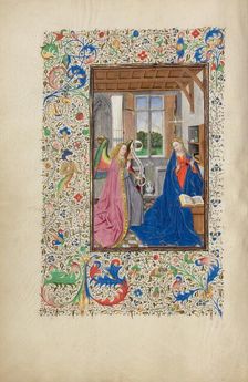 The Annunciation; Llangattock Hours, 1450s. Creator: Master of the Llangattock Hours