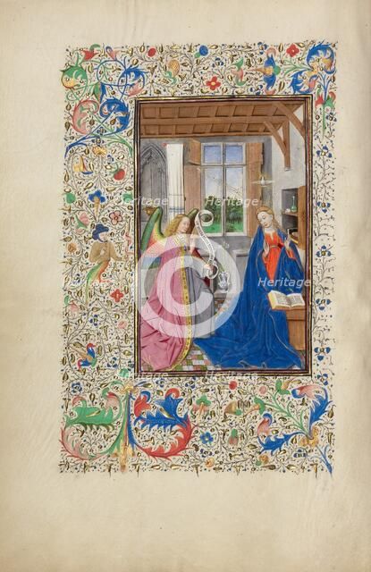 The Annunciation; Llangattock Hours, 1450s. Creator: Master of the Llangattock Hours.