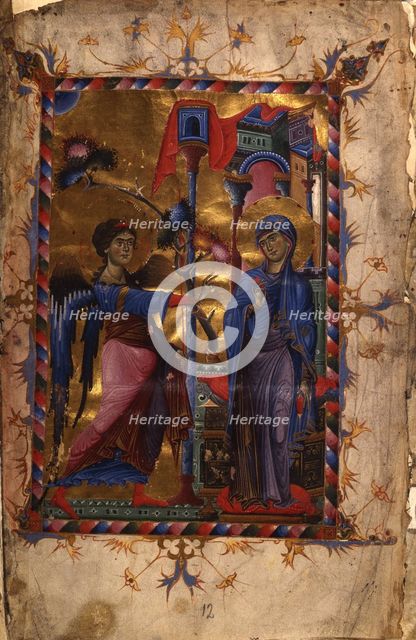 The Annunciation (Manuscript illumination from the Matenadaran Gospel), 1280s.