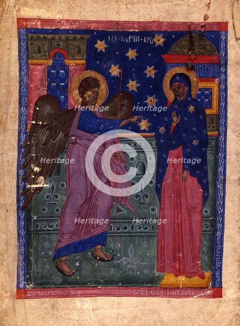 The Annunciation (Manuscript illumination from the Matenadaran Gospel), 1356.