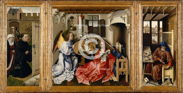 The Annunciation (Mérode Altarpiece), ca 1428-1432. Artist: Campin, Robert (ca. 1375-1444)