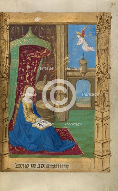 The Annunciation(?) or The Virgin Seated in Prayer; Book of Hours, 1478. Creator: Master of Guillaume Lambert.