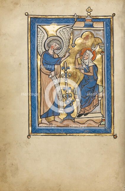 The Annunciation; Psalter, mid-1200s. Creator: Unknown.