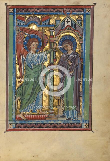 The Annunciation; Psalter, about 1240-1250. Creator: Unknown.