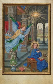 The Annunciation; Prayer Book of Cardinal Albrecht of Brandenburg, about 1525-1530. Creator: Simon Bening