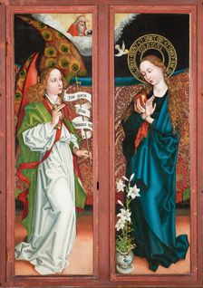 The Annunciation. Side panel of the Orlier Altarpiece, c1470-1475. Creator: Martin Schongauer