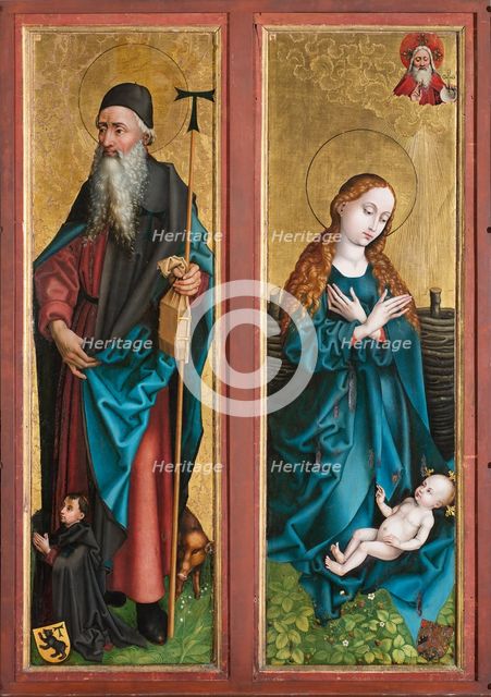 The Annunciation. Side panel of the Orlier Altarpiece: Nativity and Saint Anthony... c1470-1475. Creator: Martin Schongauer.