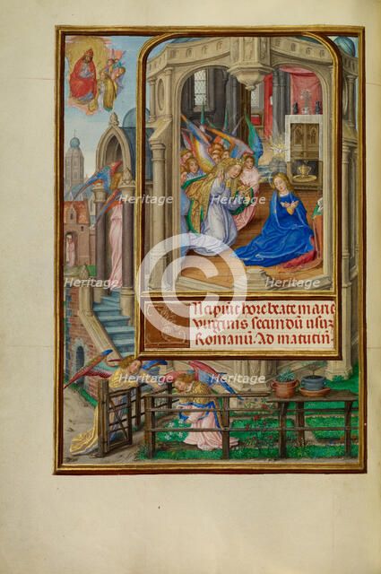 The Annunciation; Spinola Hours, about 1510-1520. Creator: Master of James IV of Scotland.