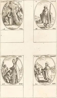 The Annunciation; St. Castulus; St. Rupert; St. Gontran. Creator: Jacques Callot