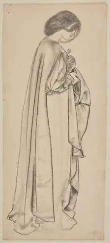 The Annunciation - Study for the Virgin, Woman holding a Flower, 1859-61. Creator: Sir Edward Coley Burne-Jones
