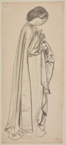The Annunciation - Study for the Virgin, Woman holding a Flower, 1859-61. Creator: Sir Edward Coley Burne-Jones