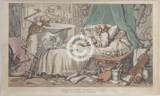 The Antiquary's Last Will and Testament (from The English Dance of Death, vol. I, plate 2)..., 1816. Creator: Thomas Rowlandson.