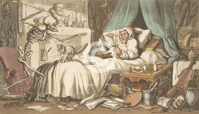 The Antiquary's Last Will and Testament (The English Dance of Death, plate 2), Ap..., April 1, 1814. Creator: Thomas Rowlandson.
