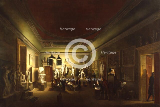 The Antique School of the Royal Academy at New Somerset House, 1780-83. Creator: Johan Zoffany.