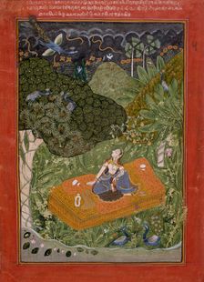 The Anxious or Expectant Heroine (Utka Nayika), Folio from a Rasikapriya..., c1760 or later. Creator: Unknown
