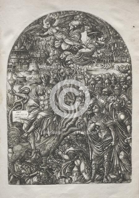 The Apocalypse: Babylon the Harlot, Seated on the Seven-headed Beast, 1546-1556. Creator: Jean Duvet (French, 1485-1561).