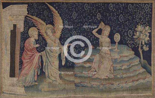 The Apocalypse Tapestry, Scene 64: The Great Whore that sits upon many waters, Between 1373 and 1380 Creator: Bondol, Jan (active 1368-1381).