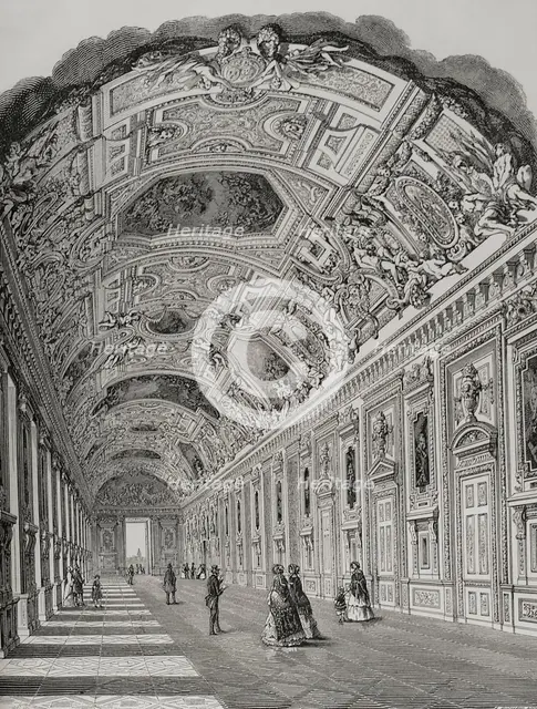 The Apollo Gallery, Louvre Palace, Paris, France, 1856. Creator: Adolphe Gusman.