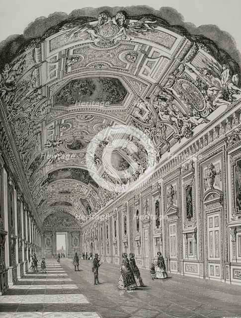 The Apollo Gallery, Louvre Palace, Paris, France, 1856. Creator: Adolphe Gusman.