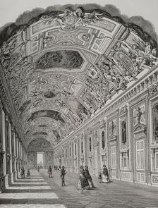 The Apollo Gallery, Louvre Palace, Paris, France, 1856. Creator: Adolphe Gusman