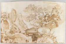The Apotheosis of Romulus: Design for a Ceiling, c. 1675-76. Creator: Domenico Maria Canuti (Italian, 1625-1684)