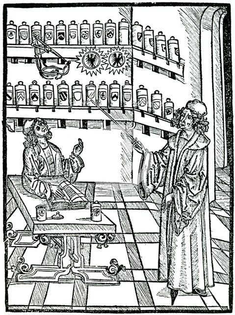 The apothecary's shop, Strasbourg, 1483.  Artist: Johannis De Cuba
