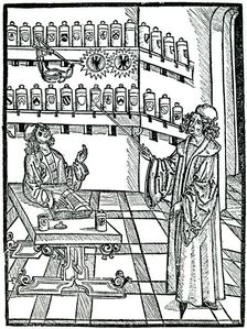 The apothecary's shop, Strasbourg, 1483. Artist: Johannis De Cuba