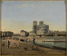 The apse of Notre-Dame, seen from Quai de la Tournelle, 1860. Creator: Emile Harrouart