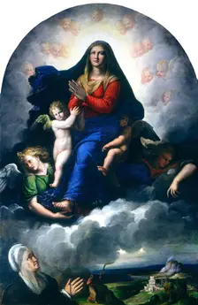The Apparition of the Virgin, 1530/1540. Creator: Girolamo da Carpi