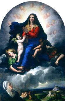 The Apparition of the Virgin, 1530/1540. Creator: Girolamo da Carpi