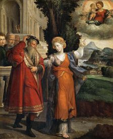 The appearance of the Virgin to Augustus and Sibyl, c. 1544. Creator: Garofalo, Benvenuto Tisi da (1481-1559)