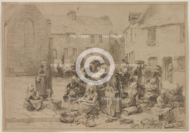 The Apple Market at Landerneau, 1878. Creator: Léon Augustin Lhermitte (French, 1844-1925).