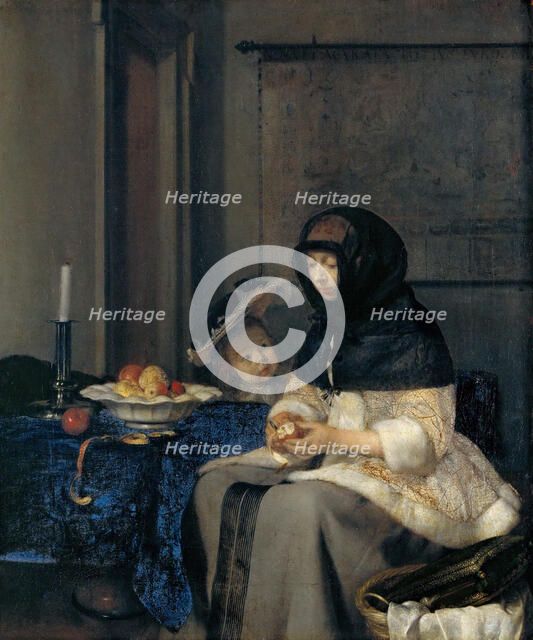 The Apple Peeler. Artist: Ter Borch, Gerard, the Younger (1617-1681)