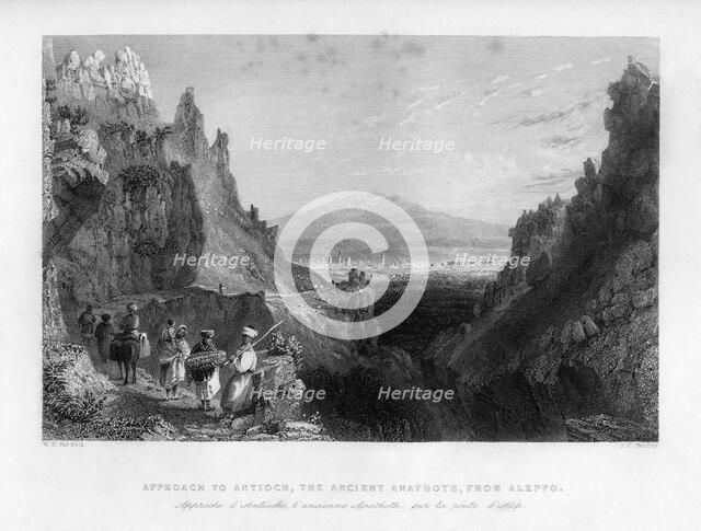 The approach to Antioch, the ancient Anathoth, from Aleppo, Turkey, 1841.Artist: CJ Bentley