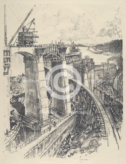 The Approach to Gatun Lock, 1912. Creator: Joseph Pennell.