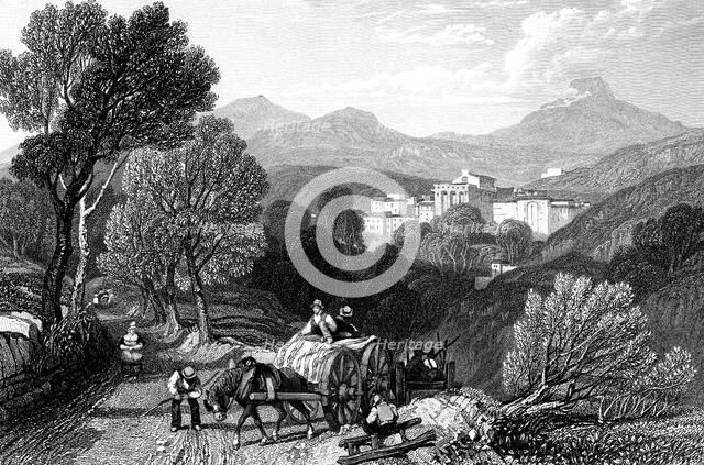 The approach to Royat, France, 1838.Artist: JC Varrall