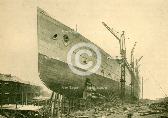 'The "Aquitania" on the Stocks', c1930. Creator: John Brown & Company.