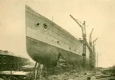 The "Aquitania" on the Stocks c1930. Creator: John Brown & Company