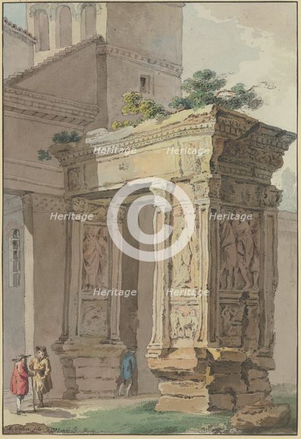 The Arco degli Argentarii at San Giorgio in Velabro in Rome, 1777. Creator: Marquand Fidel Dominikus Wocher.