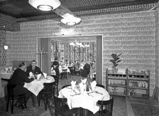 The Arcadian Restaurant with Art Deco wall covering, Barnsley Co-op, South Yorkshire, 1956. Creator: Michael Walters