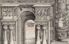 The Arch in the Entryway of the Left Portal (Die Porten des Lobs); and the Outer Left Colu..., 1515. Creator: Hans Springinklee