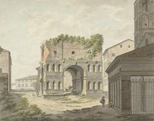 The Arch of Janus quadrifons and part of San Giorgio in Velabro in Rome, 1761-1817. Creator: Daniel Dupré