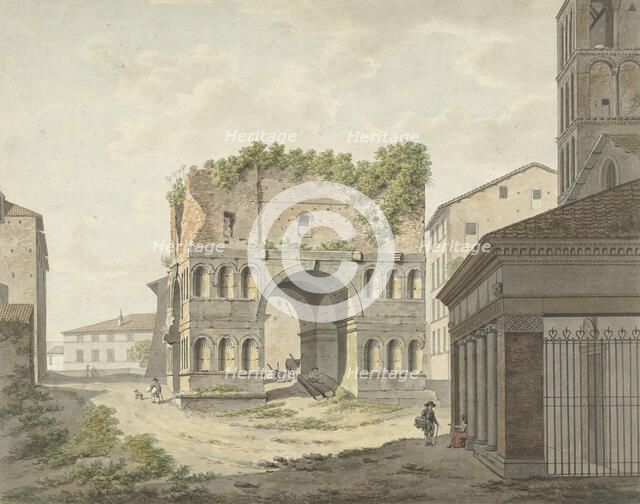 The Arch of Janus quadrifons and part of San Giorgio in Velabro in Rome, 1761-1817. Creator: Daniel Dupré.