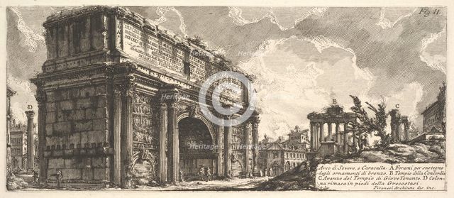 The Arch of Septimius Severus (Arco di Severo, e Caracalla), ca. 1756. Creator: Giovanni Battista Piranesi.