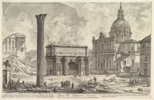 The Arch of Septimius Severus, with the Church of S. Martina on the right (Arco di Set..., ca. 1759. Creator: Giovanni Battista Piranesi