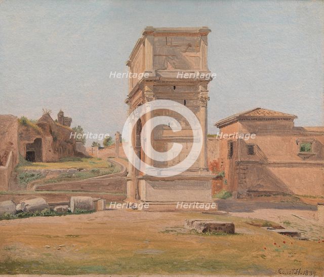 The Arch of Titus in Rome, 1839. Artist: Hansen, Constantin (1804-1880)