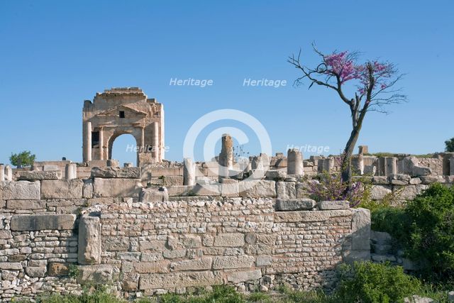 The Arch of Trajan and the Basilica of Hildeguns, Mactaris, Tunisia. Creator: Samuel Magal.
